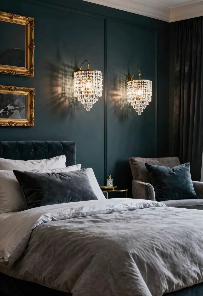 15 Bedroom Sconces Above Bed Ideas for Soft Ambient Lighting - 12. Elegant Crystal Wall Sconces 1