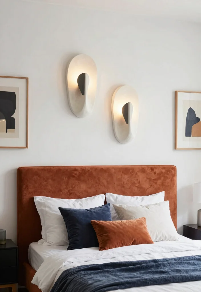 15 Bedroom Sconces Above Bed Ideas for Soft Ambient Lighting - 9. Artistic Sculptural Sconces 1