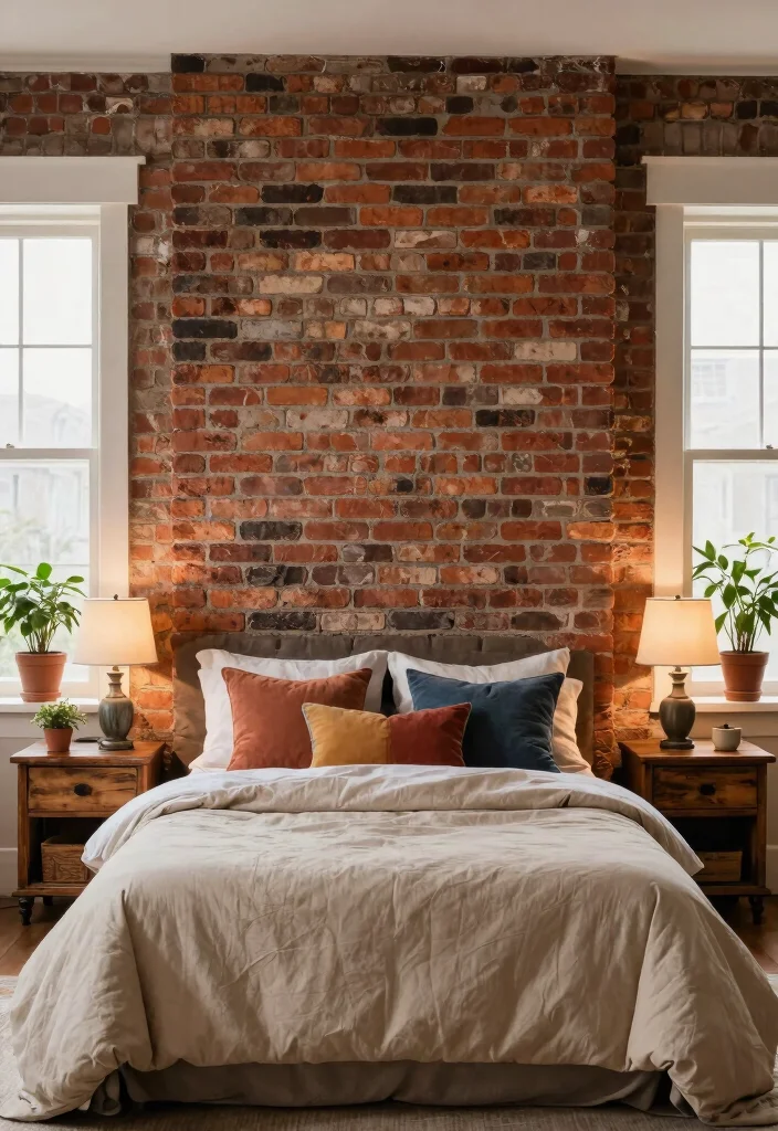 15 Bedroom With Chimney Wall Ideas: Cozy Architectural Charm - 1. Embrace Rustic Charm with Exposed Brick 1