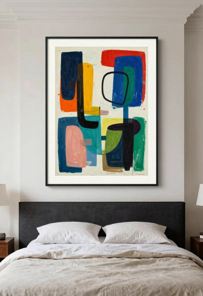 15 Bedroom With Chimney Wall Ideas: Cozy Architectural Charm - 13. Statement Artwork to Create Drama 1