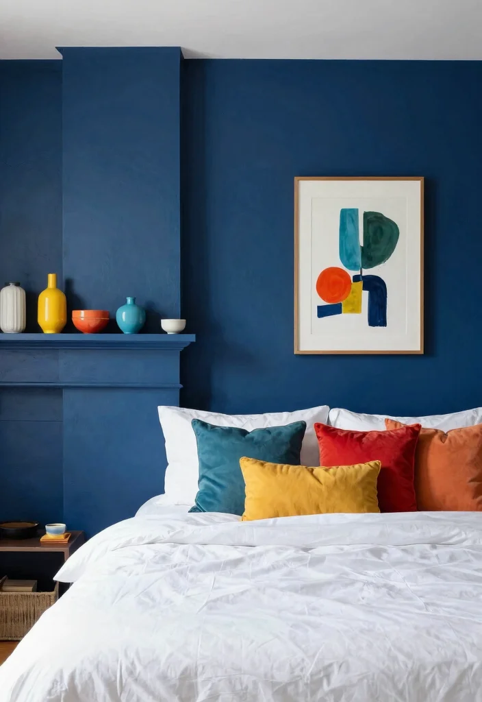15 Bedroom With Chimney Wall Ideas: Cozy Architectural Charm - 5. Play with Color for a Bold Statement 1