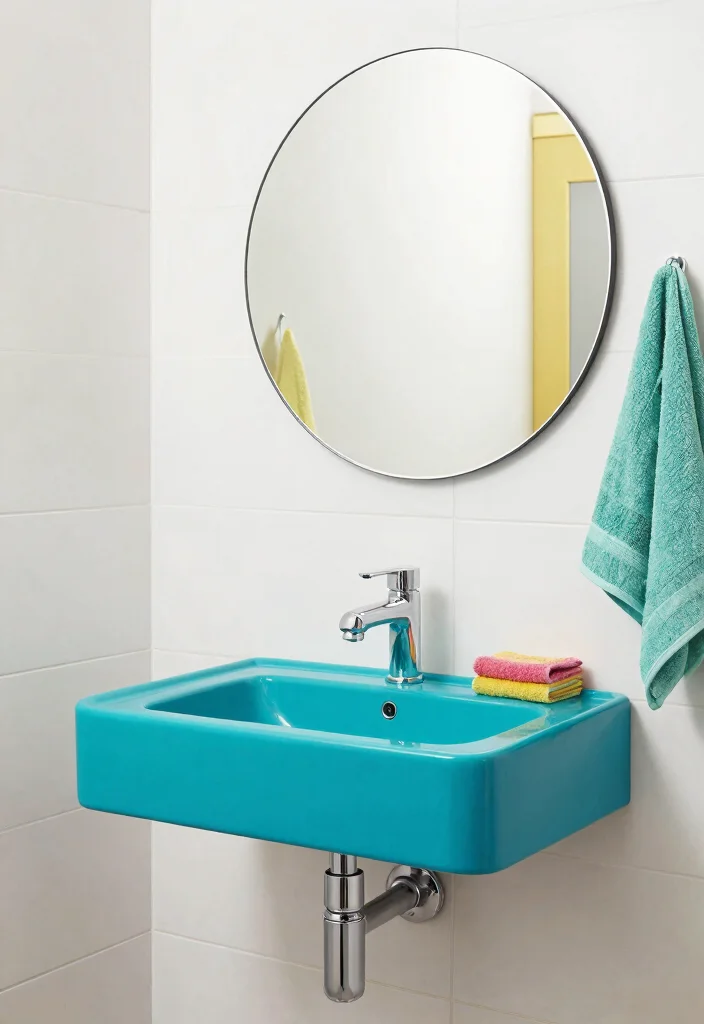 15 Floating Sink Bathroom Ideas For Small Spaces - 11. Colorful Floating Sink 1