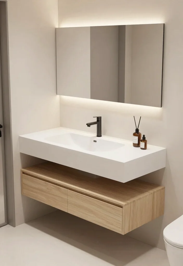 15 Floating Sink Bathroom Ideas For Small Spaces - 14. Floating Sink with Built-in Storage 1