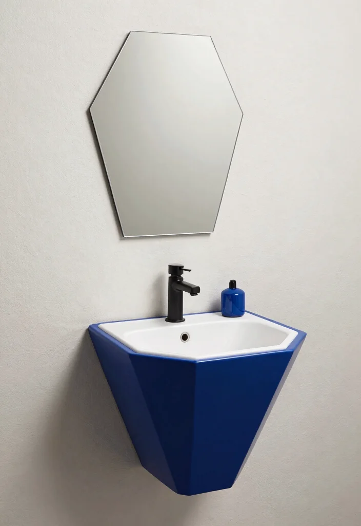 15 Floating Sink Bathroom Ideas For Small Spaces - 7. Geometric Floating Sink 1