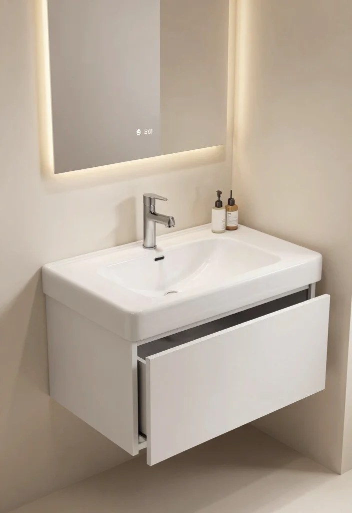 15 Floating Sink Bathroom Ideas For Small Spaces - 8. Smart Storage Floating Sink 1