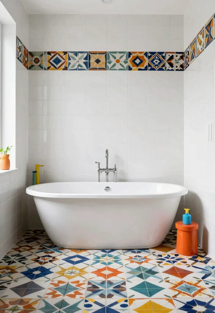 15 Funky Bathroom Ideas With Bold Personality - 6. Bold Tile Patterns 1