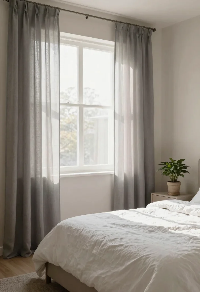 15 Gray Curtains Bedroom Ideas for a Neutral, Elegant Style - 1. Soft Sheer Gray Curtains for Ethereal Light 1