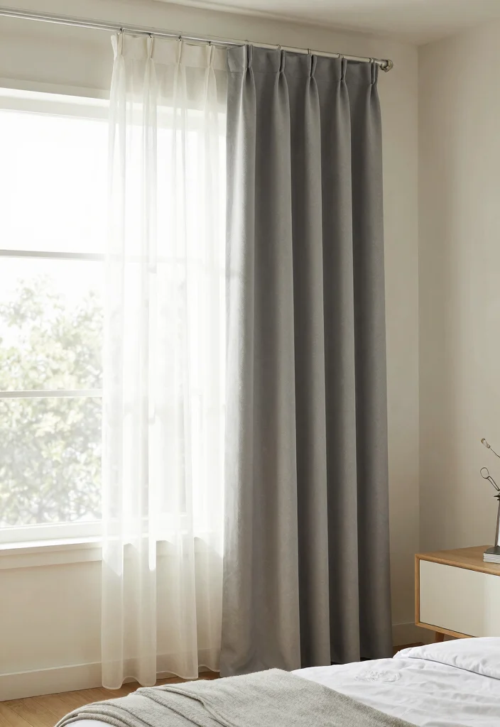 15 Gray Curtains Bedroom Ideas for a Neutral, Elegant Style - 4. Layered Gray Curtains for Texture and Depth 1
