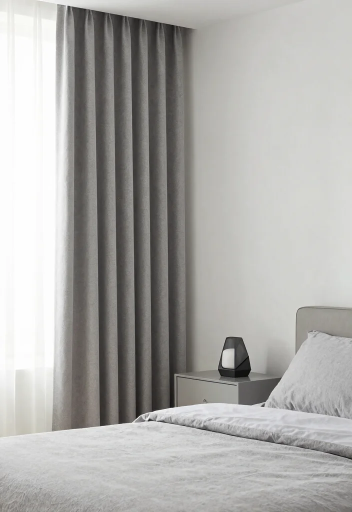 15 Gray Curtains Bedroom Ideas for a Neutral, Elegant Style - 5. Minimalist Gray Curtains with Clean Lines 1