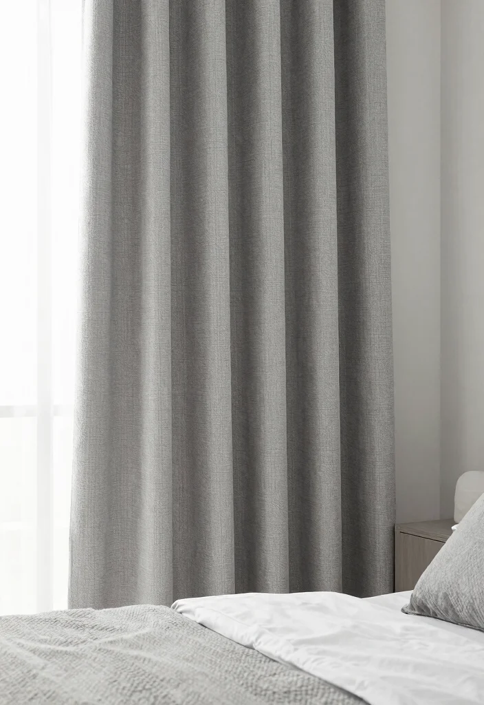 15 Gray Curtains Bedroom Ideas for a Neutral, Elegant Style - 8. Textured Gray Curtains for Added Visual Interest 1