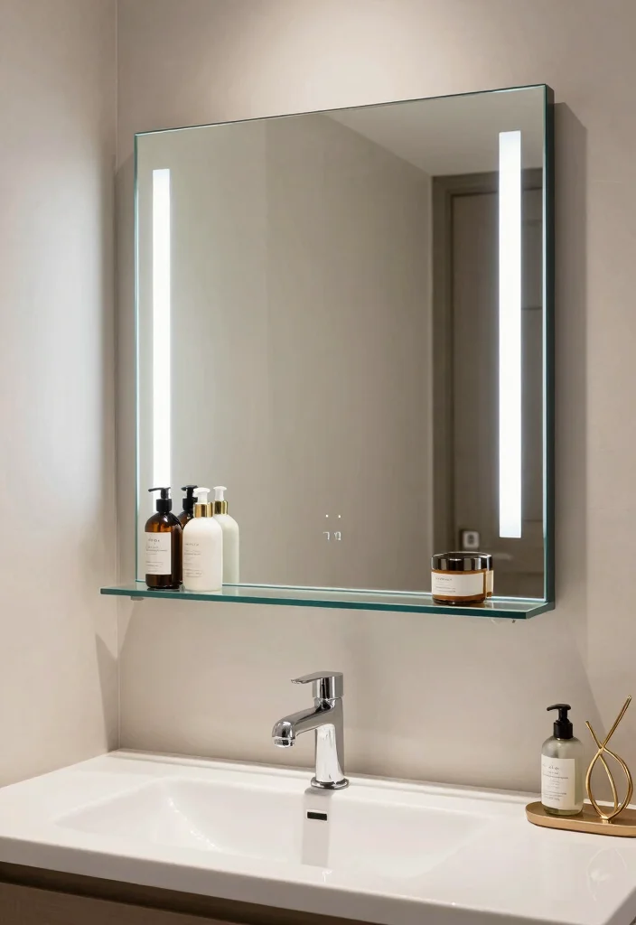 15 Shelf Above Bathroom Sink Ideas For Extra Storage - 10. Mirrored Shelf 1