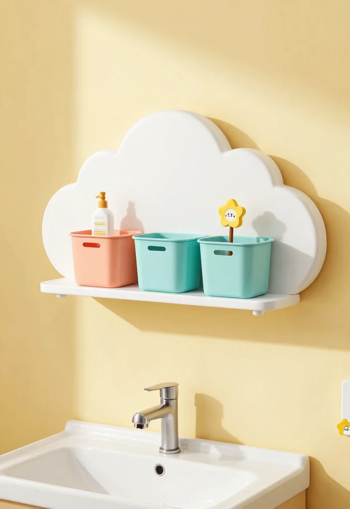 15 Shelf Above Bathroom Sink Ideas For Extra Storage - 6. Whimsical Floating Shelves 1