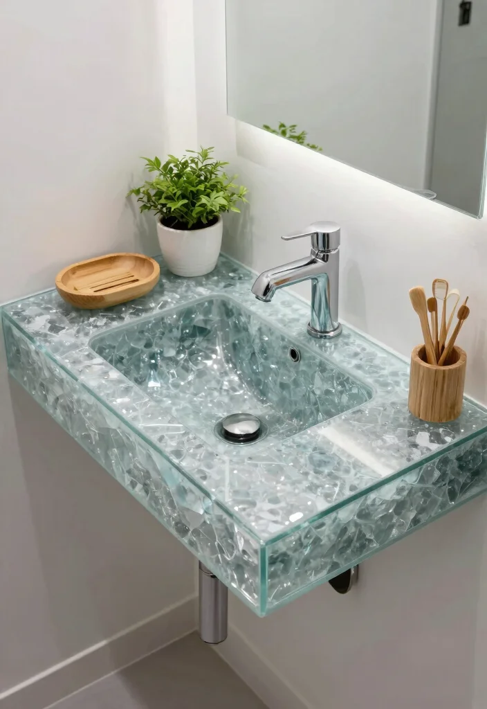 15 Small Bathroom Countertop Ideas That Maximize Space - 8. Eco-Friendly Countertop Materials 1