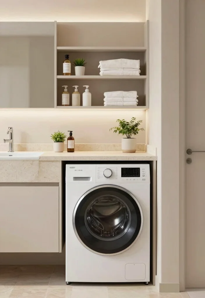 15 Small Bathroom Ideas With A Washing Machine Built In - 4. Washing Machine Under a Countertop 1
