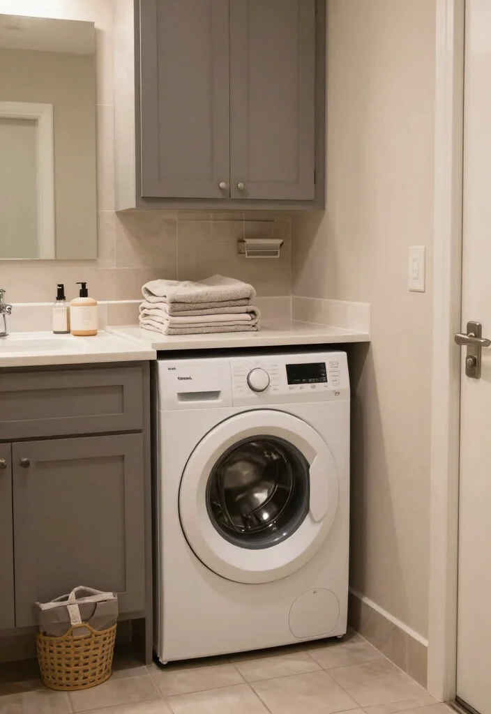 15 Small Bathroom Ideas With A Washing Machine Built In - 5. Stackable Washer and Dryer Units 1