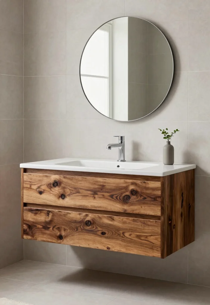 15 Upcycled Bathroom Vanity Ideas With Creative Charm - 2. Reclaimed Wood Floating Vanity 1