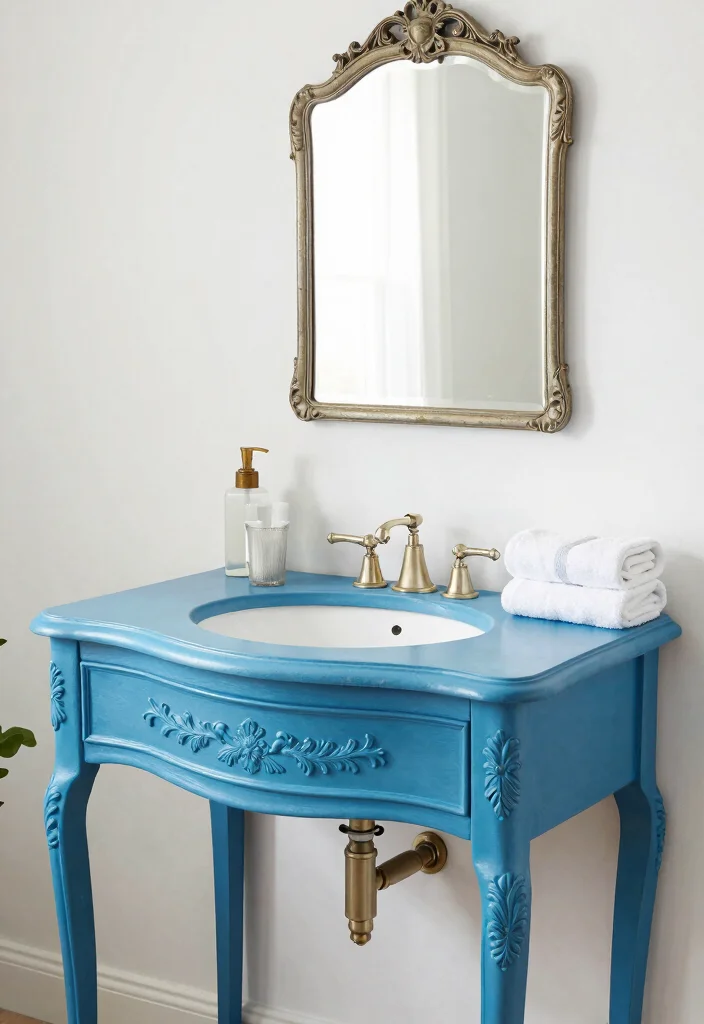15 Upcycled Bathroom Vanity Ideas With Creative Charm - 3. Antique Table Transformation 1