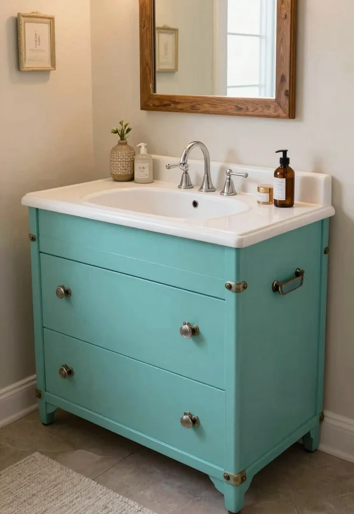 15 Upcycled Bathroom Vanity Ideas With Creative Charm - 8. Vintage Trunk Vanity 1