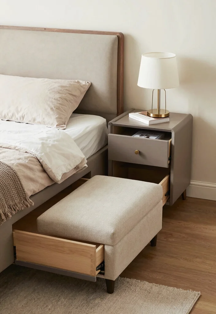 15 Wall Closet Ideas for Smart Hidden Storage in Small Bedrooms - 3. Multi-functional Furniture 1