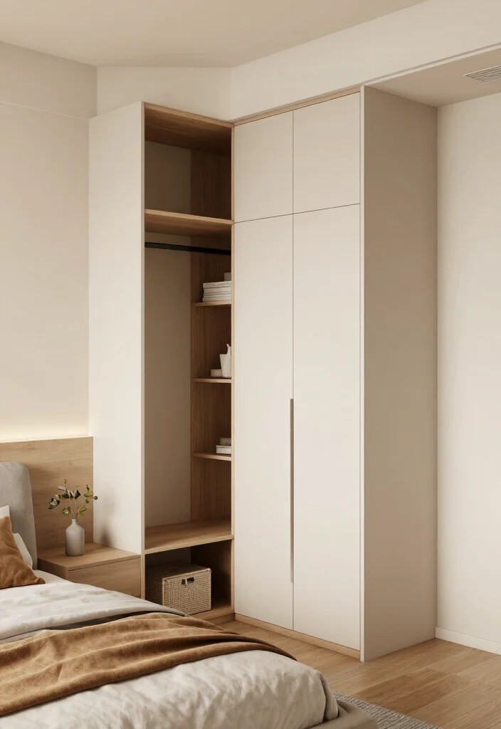15 Wall Closet Ideas for Smart Hidden Storage in Small Bedrooms - 5. Corner Closets for Clever Utilization 1