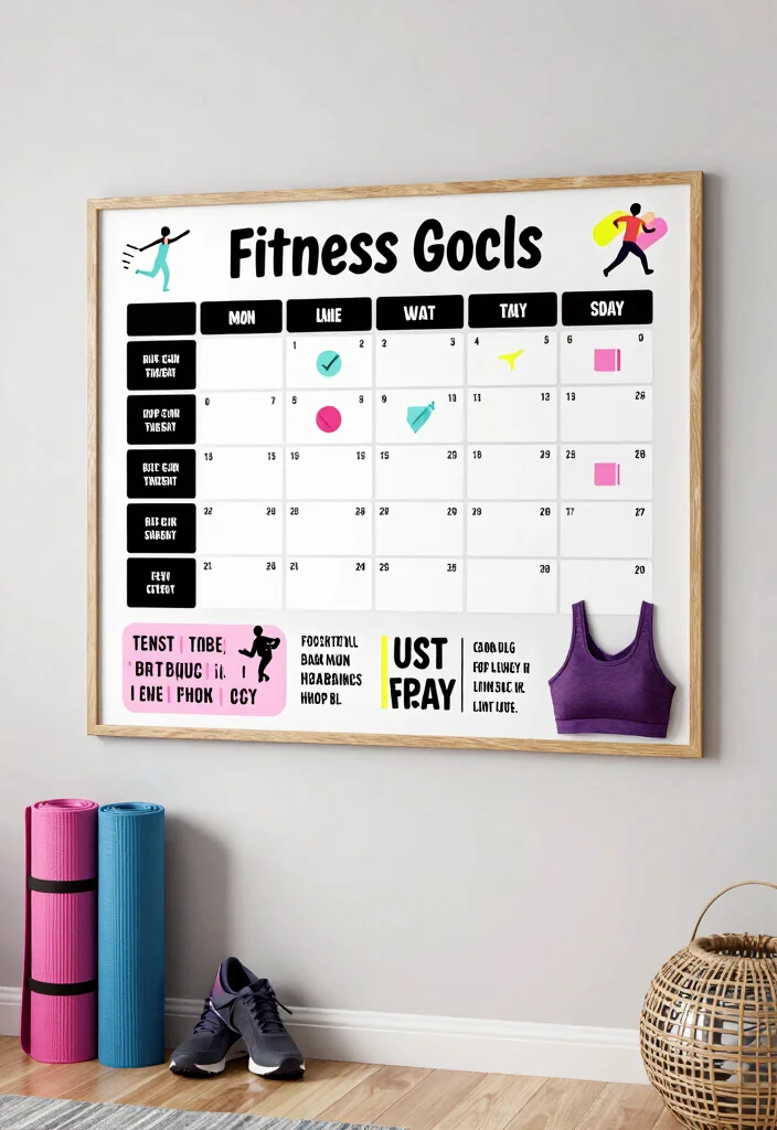 15 Whiteboard Ideas for a Bedroom Aesthetic: Creative & Functional Decor - 13. Fitness Goals Board 1