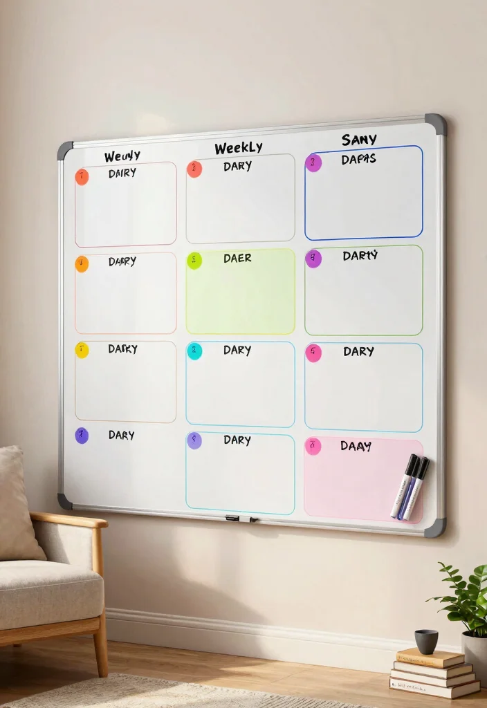 15 Whiteboard Ideas for a Bedroom Aesthetic: Creative & Functional Decor - 2. Weekly Planner Board 1