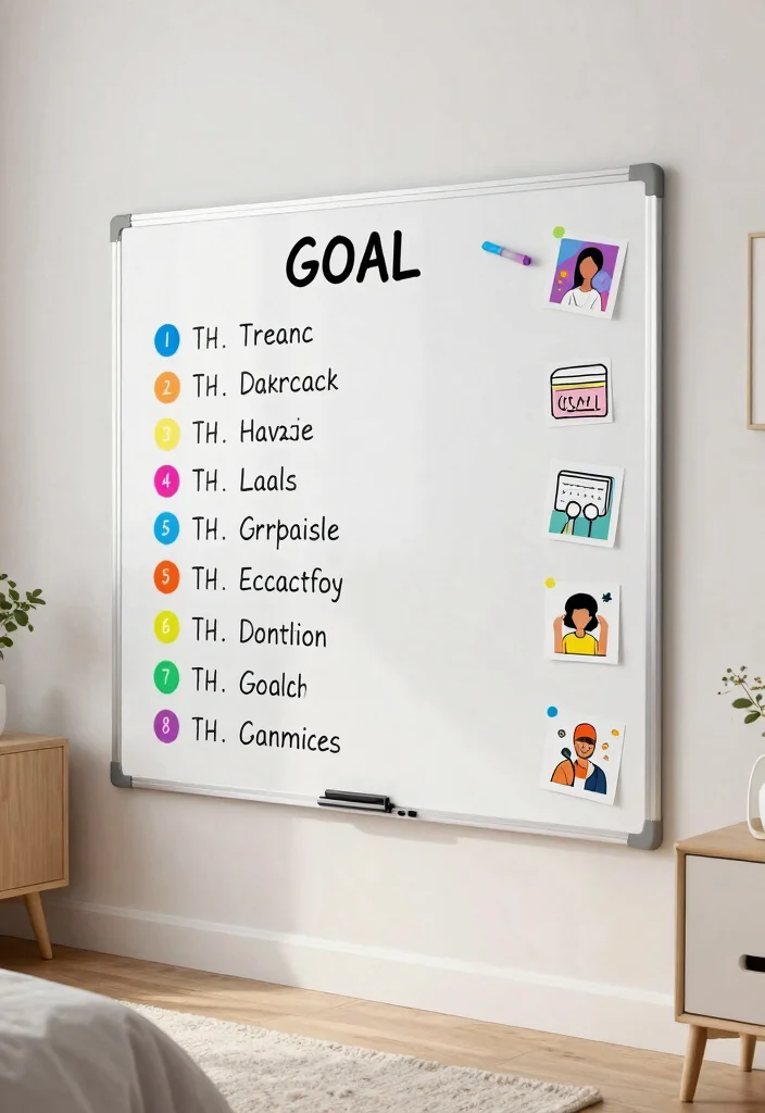 15 Whiteboard Ideas for a Bedroom Aesthetic: Creative & Functional Decor - 4. Goal Tracking Board 1