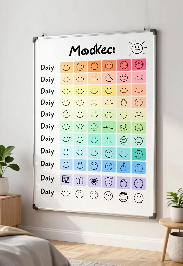 15 Whiteboard Ideas for a Bedroom Aesthetic: Creative & Functional Decor - 5. Mood Tracker Board 1