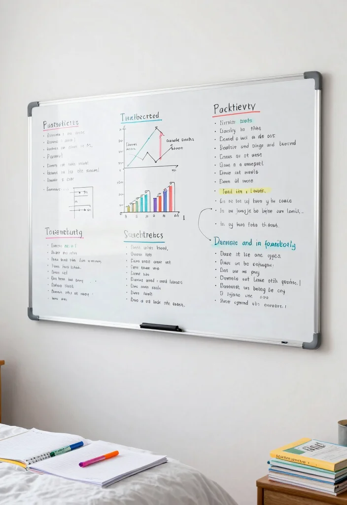 15 Whiteboard Ideas for a Bedroom Aesthetic: Creative & Functional Decor - 8. Study Notes Board 1