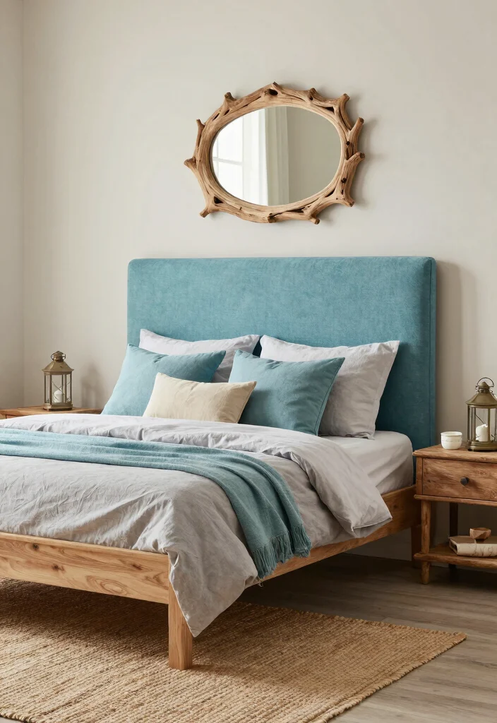 16 Blue Headboard Bedroom Color Combos Stylish Pairings - 3. Aqua Blue and Natural Wood 1