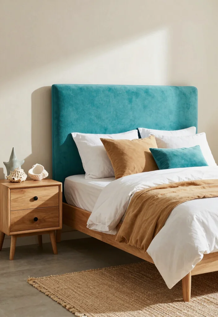 16 Blue Headboard Bedroom Color Combos Stylish Pairings - 5. Turquoise and Tan 1