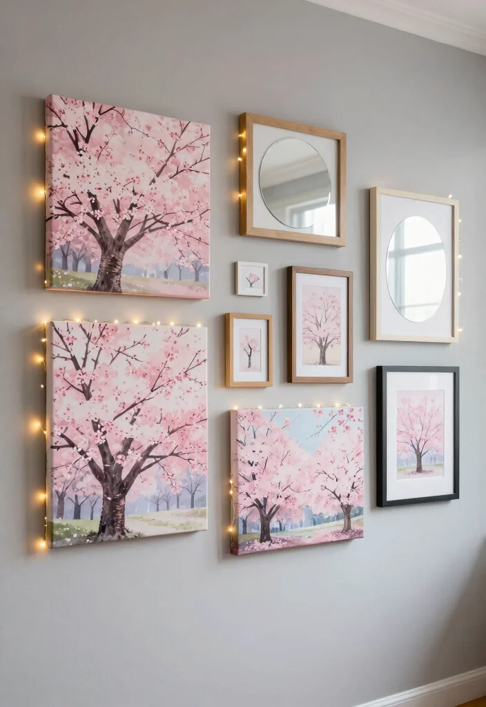 16 Cherry Blossom Bedroom Ideas Soft Romantic Aesthetic - 1. Whimsical Cherry Blossom Wall Art 1