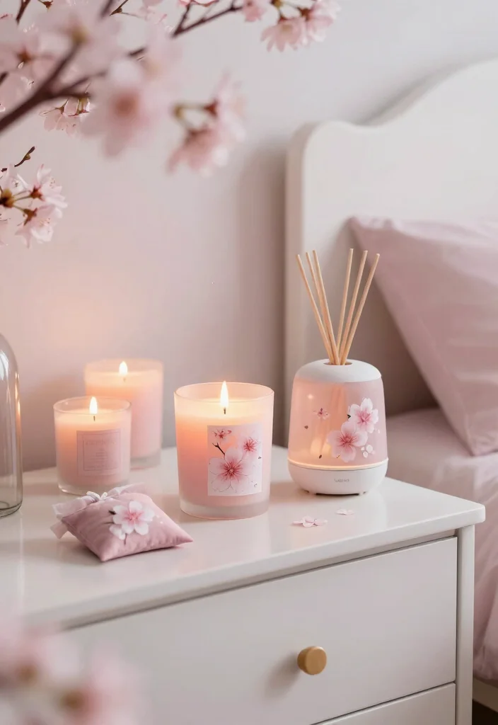 16 Cherry Blossom Bedroom Ideas Soft Romantic Aesthetic - 16. Cherry Blossom-Themed Home Fragrance 1