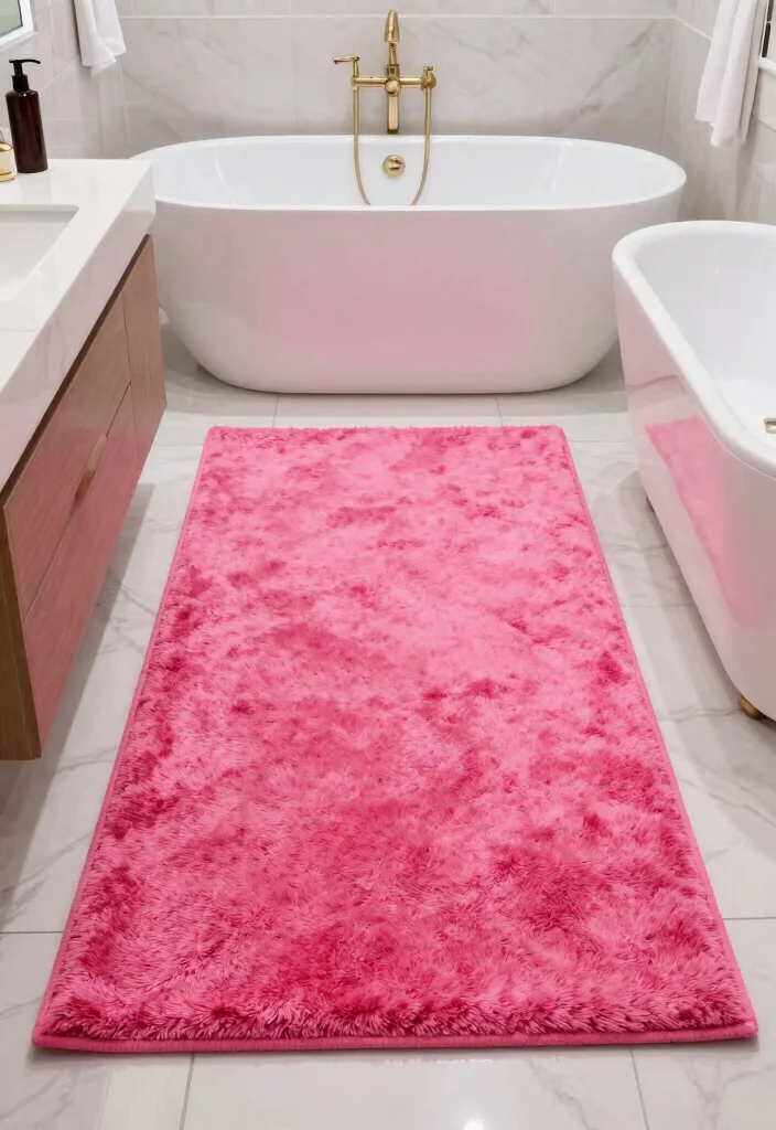 16 Hot Pink Bathroom Decor Ideas With Bold Energy - 12. Hot Pink Rugs 1