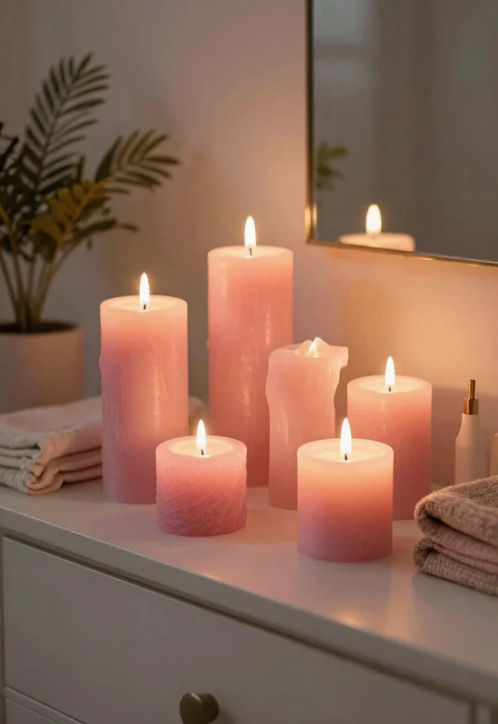 16 Hot Pink Bathroom Decor Ideas With Bold Energy - 15. Hot Pink Candles 1