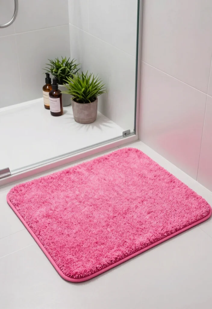 16 Hot Pink Bathroom Decor Ideas With Bold Energy - 3. Hot Pink Bath Mats 1