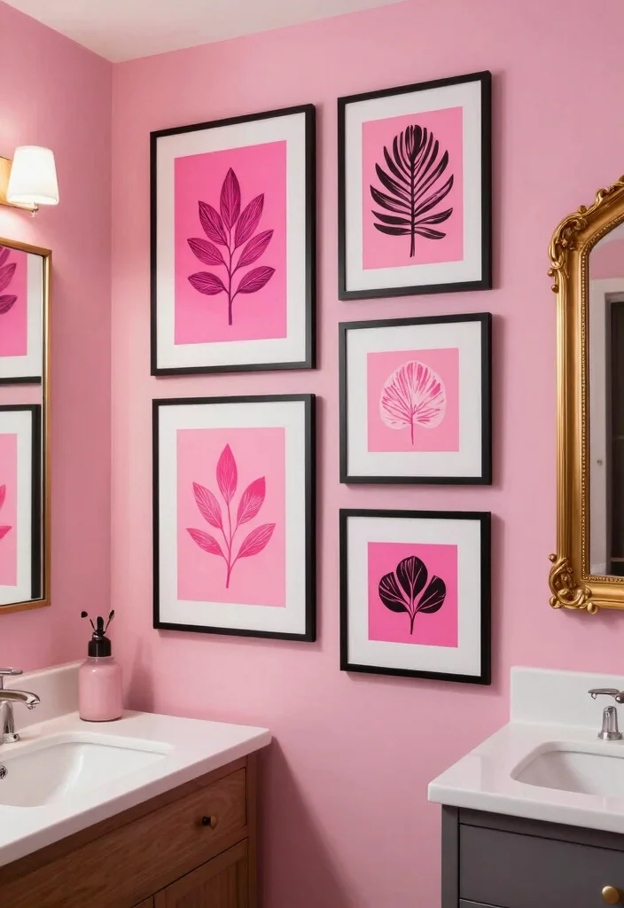 16 Hot Pink Bathroom Decor Ideas With Bold Energy - 4. Bold Pink Wall Art 1
