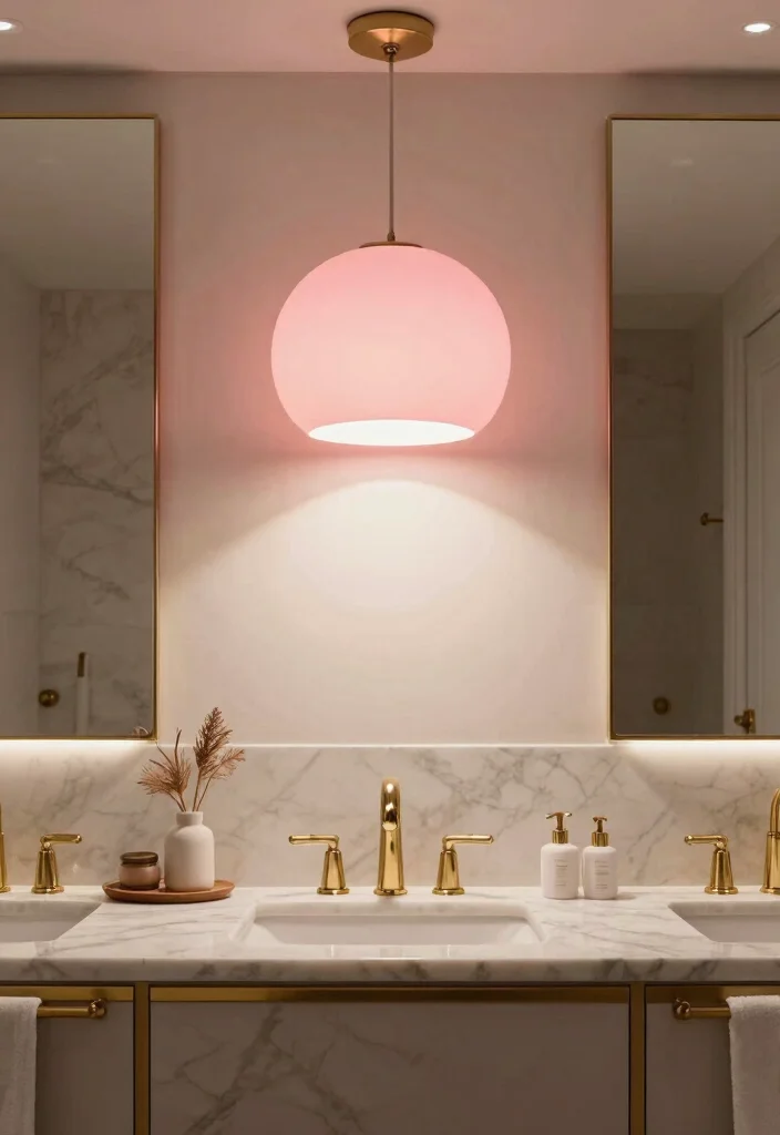 16 Hot Pink Bathroom Decor Ideas With Bold Energy - 6. Statement Lighting Fixtures 1