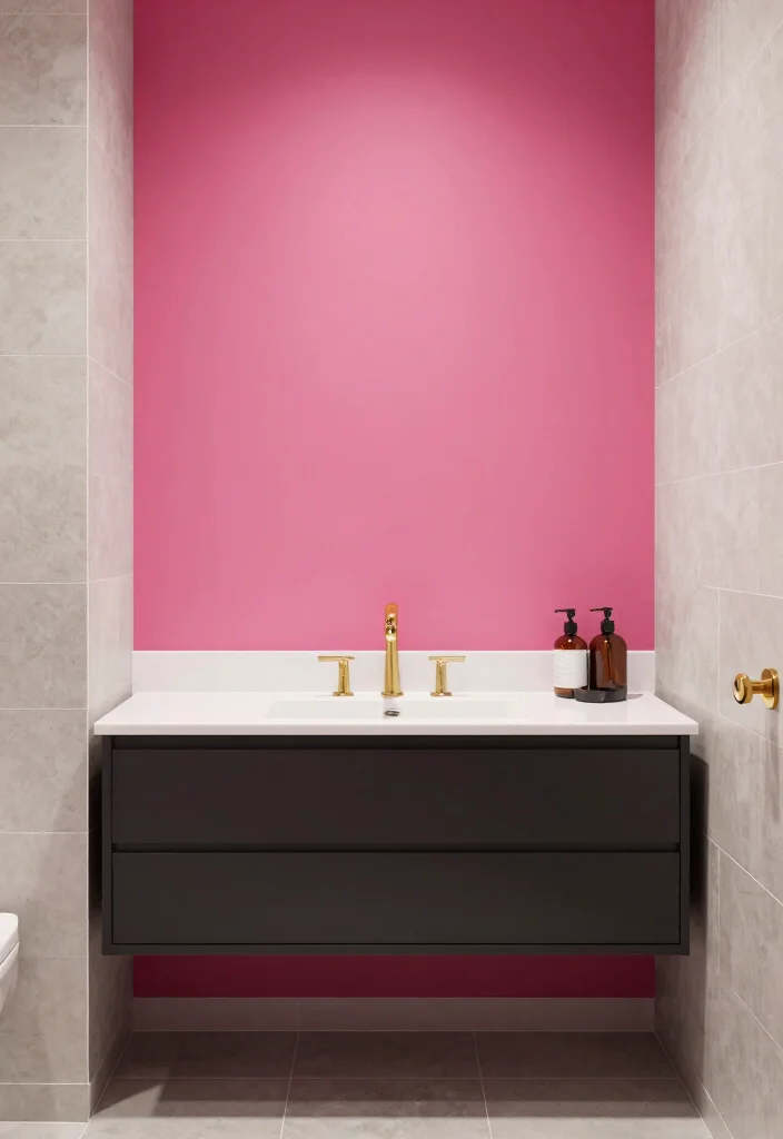 16 Hot Pink Bathroom Decor Ideas With Bold Energy - 9. Hot Pink Accent Walls 1