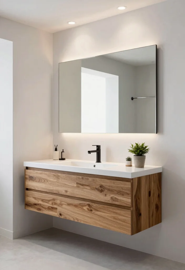 16 Industrial Bathroom Vanity Ideas With Urban Edge - 2. Floating Vanities for a Sleek Look 1