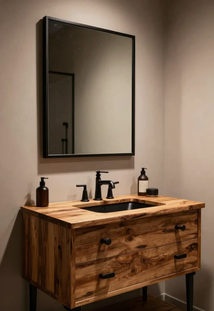 16 Industrial Bathroom Vanity Ideas With Urban Edge - 4. Bold Black Finishes 1
