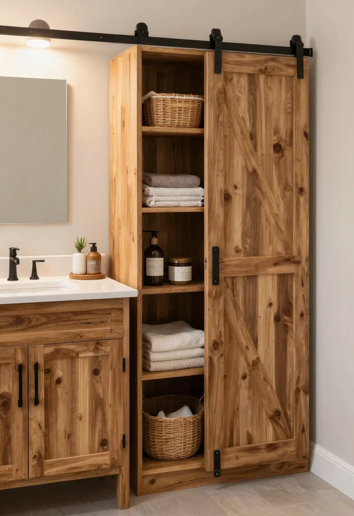 16 Industrial Bathroom Vanity Ideas With Urban Edge - 5. Barn Door Vanities 1