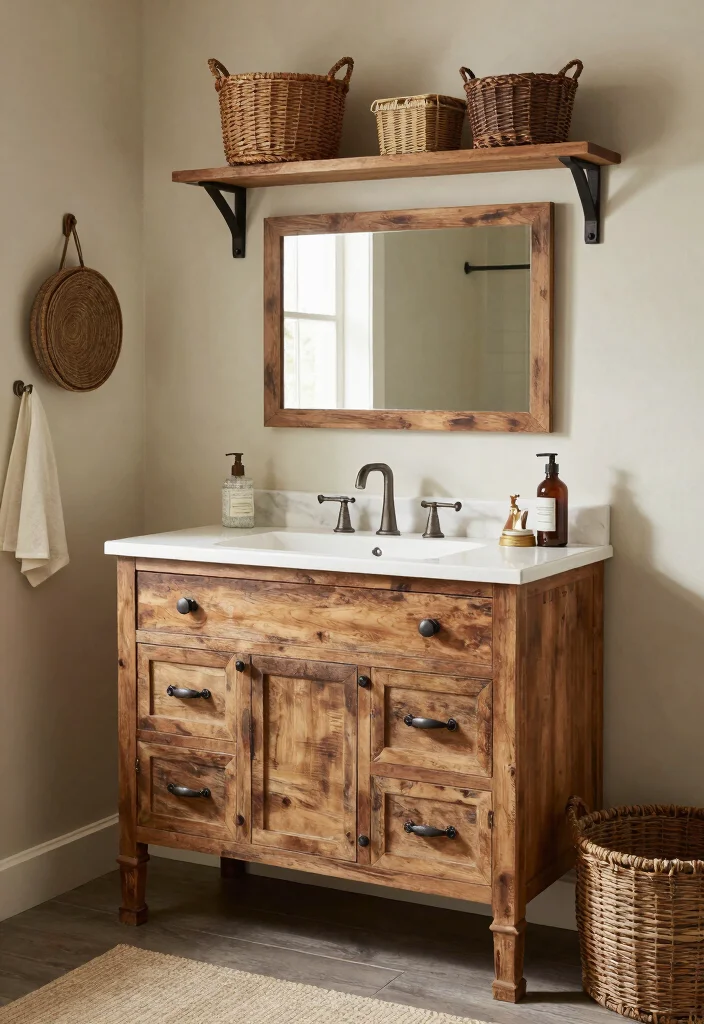 16 Industrial Bathroom Vanity Ideas With Urban Edge - 7. Industrial Farmhouse Fusion 1
