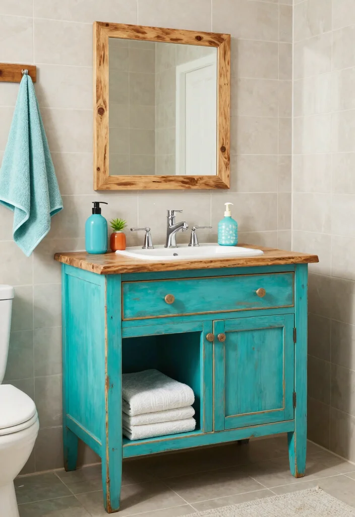 16 Industrial Bathroom Vanity Ideas With Urban Edge - 8. Creative Use of Color 1