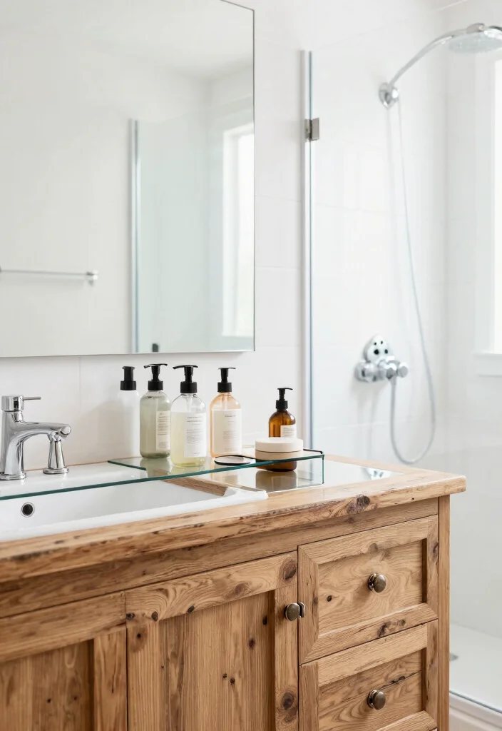 16 Industrial Bathroom Vanity Ideas With Urban Edge - 9. Industrial Chic with Glass Accents 1