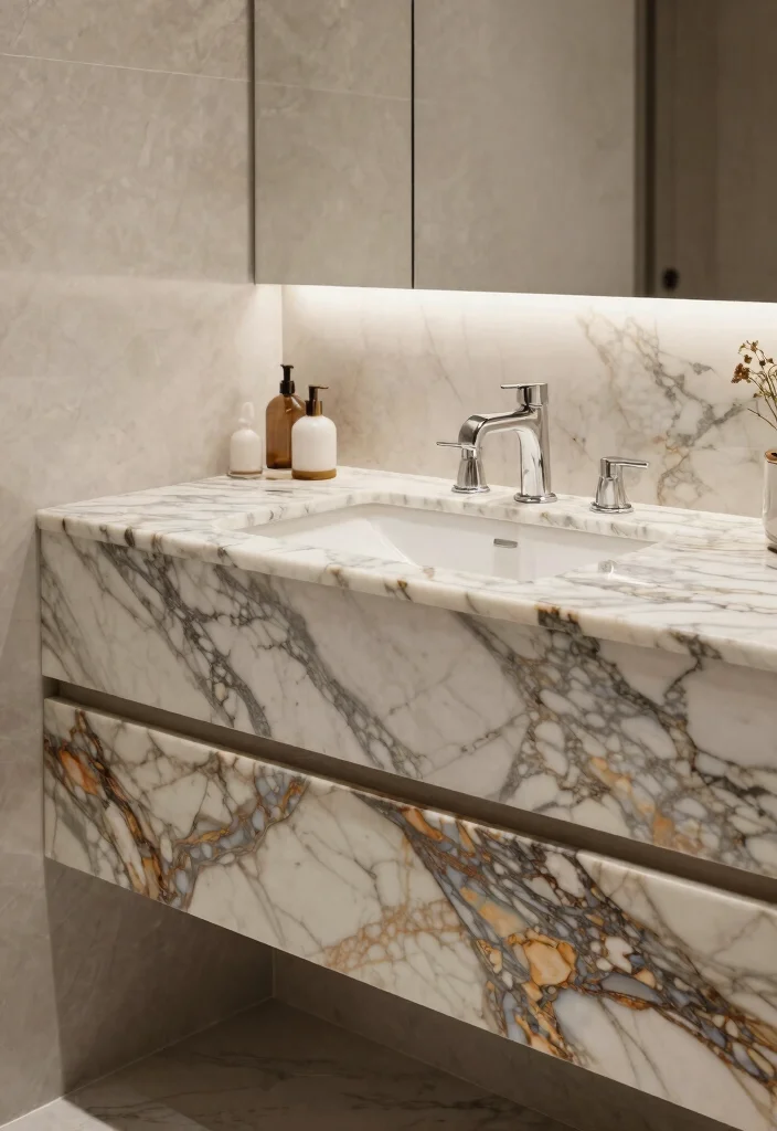 16 Marble Vanity Bathroom Ideas With Luxury Appeal - 15. Custom Marble Designs 1