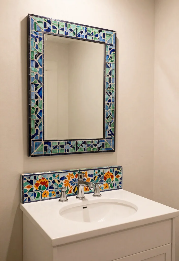 16 Mosaic Bathroom Ideas With Artistic Texture - 11. Unique Bathroom Accents 1