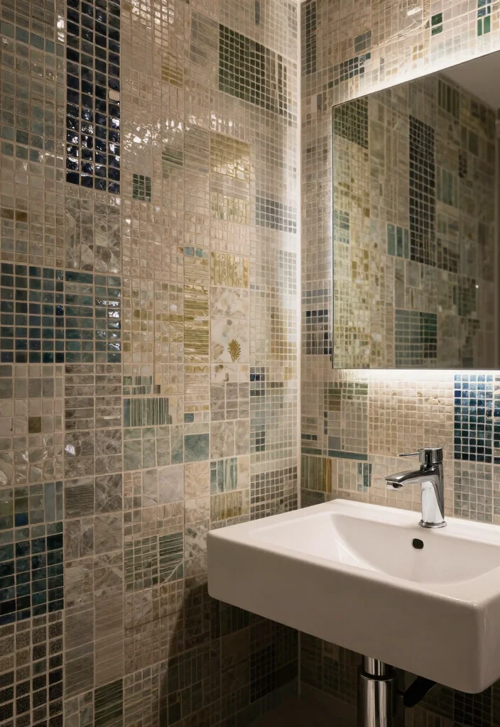 16 Mosaic Bathroom Ideas With Artistic Texture - 15. Layered Textures 1