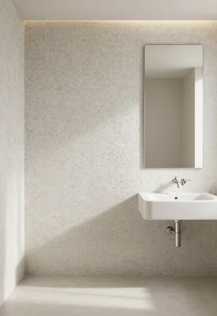 16 Mosaic Bathroom Ideas With Artistic Texture - 16. Minimalist Elegance 1