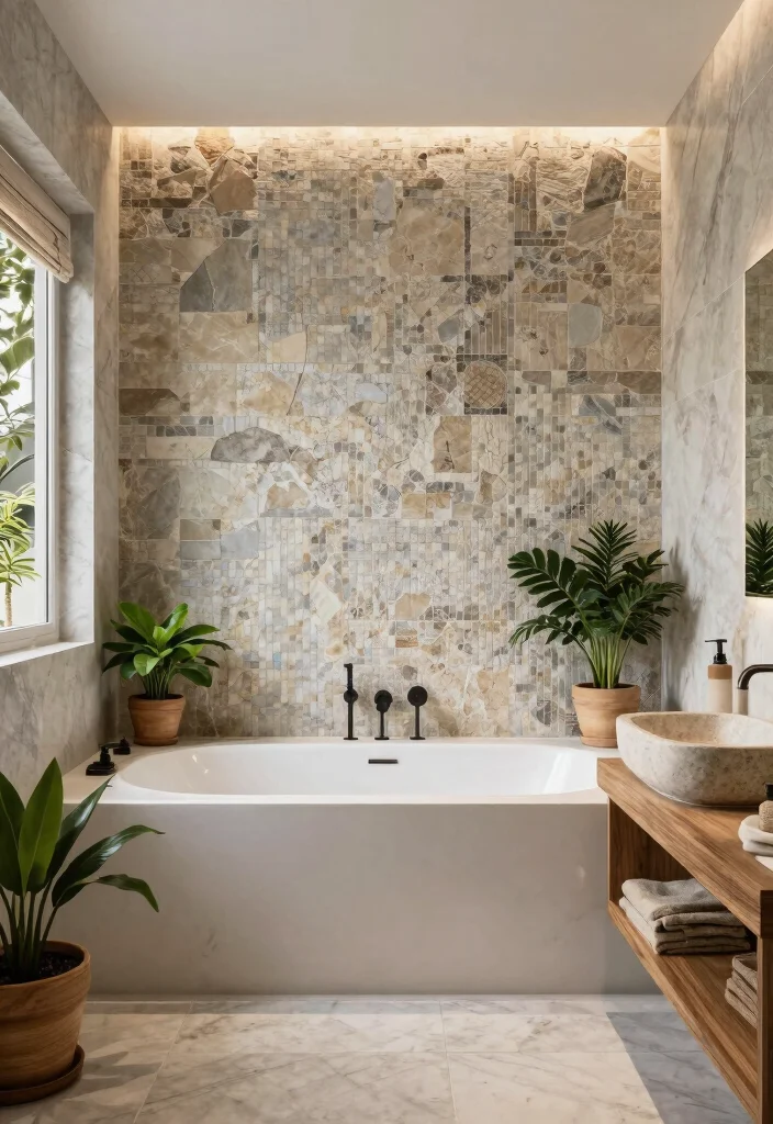 16 Mosaic Bathroom Ideas With Artistic Texture - 3. Eco-Friendly Natural Stone 1